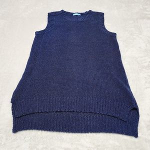 J. McLaughlin Size XS Sleeveless Sweater Vest Navy Blue w/Shimmer Cotton-Blend